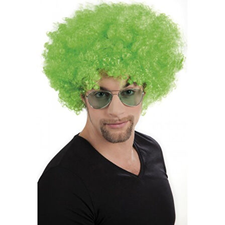 Periboia Yeşil Renk Kıvırcık Afro Bonus Peruk