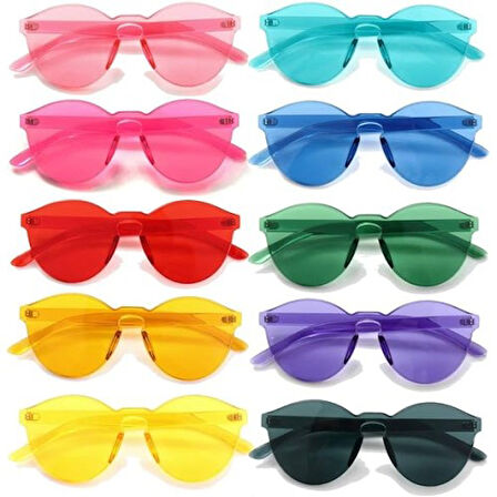 Periboia Oval Şekilli Çerçevesiz Parti Gözlüğü 6 Renk 6 Adet