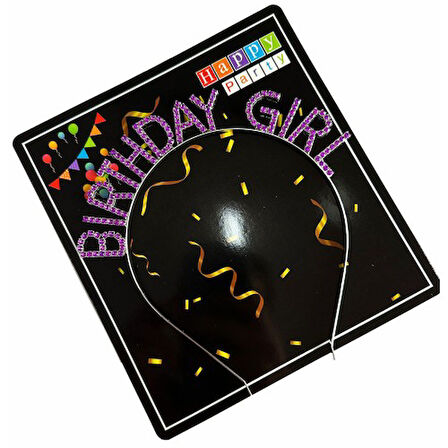 Periboia Mor Renk Kristal Taşlı Parlak Birthday Girl Yazılı Taç
