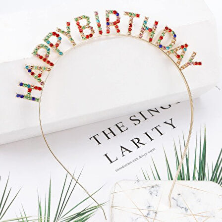 Periboia Renkli Kristal Taşlı Lüks Happy Birthday Taçı