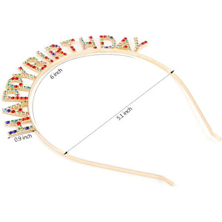 Periboia Renkli Kristal Taşlı Lüks Happy Birthday Taçı