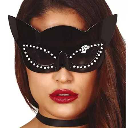 Periboia Siyah Renk Siyah Camlı Kedi Şekilli Parti Gözlüğü