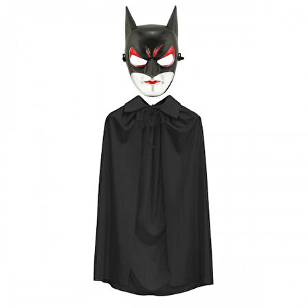 Periboia Batman Maskesi Catwoman ve Batman Pelerini Siyah Set
