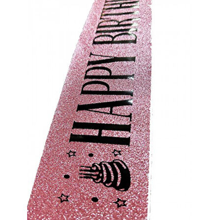 Periboia Pembe Siyah Happy Birthday Simli Kuşak Kemer