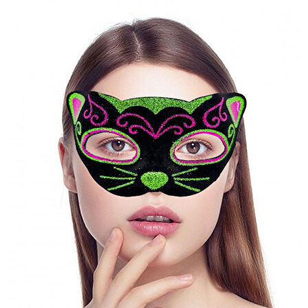 Periboia Siyah Kadife İşlemeli Kedi Maskesi