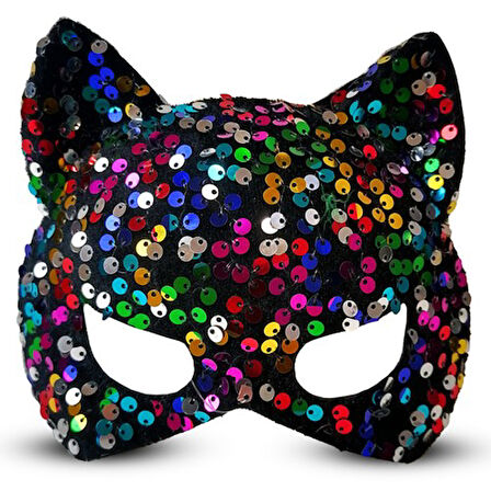 Periboia Siyah Kadife Payetli Parti Maskesi