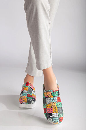 Ortopedik Sabo Terlik Doktor Hemşire Hastane Aşçı Terliği Kadın Kedi Desenli