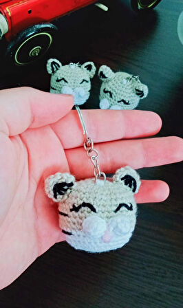 Amigurumi minik kedi anahtarlık aksesuar hediyelik