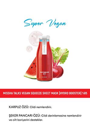 Stres Karşıtı Nemlendirici Vegan Yaprak Maske Talks Vegan Squeeze Sheet Mask (Hydro Booster)