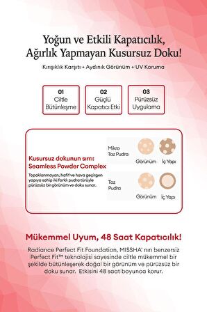 48 Saat Kalıcı Saten Fondöten 35ml SPF30+ Radiance Perfect Fit Foundation No.22 Beige