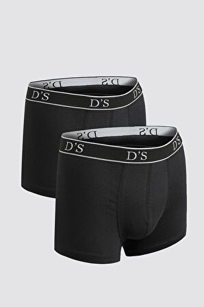 Ds Damat Siyah Beli Lastikli Marka Logolu Likralı Esneyebilen 2'li Boxer Set 4HC44ORTBS02