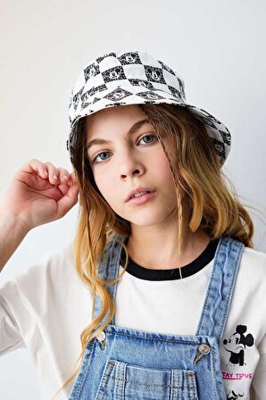 DeFacto Kız Çocuk Disney Mickey & Minnie Desenli Gabardin Bucket Şapka C0596A824SMBK23