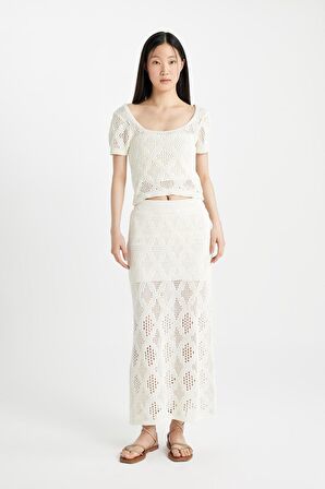 DeFacto Astarlı Triko Kroşe Maxi Etek C1394AX24SMER105