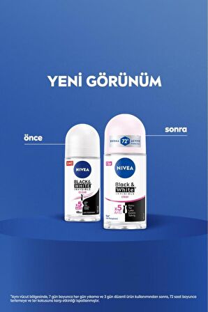 Nivea Kadın Roll-on Deodorant Black&white Invisible Clear 50ml, 72 Saat Anti-perspirant, X2 Adet