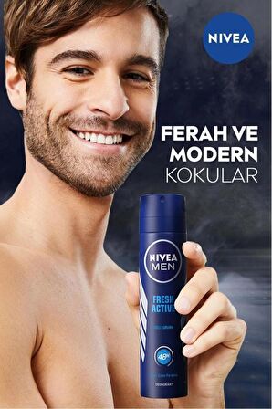 Nivea Men Erkek Sprey Deodorant Fresh Active 150 Mlx5adet,48 Saat Deodorant Koruması