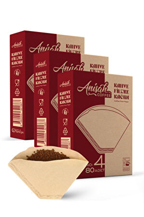 3'lü Filtre Kahve Kağıdı 4 Numara (3x80 Adet) | Kokusuz | Kimyasalsız | Doğa Dostu | Yırtılmaz