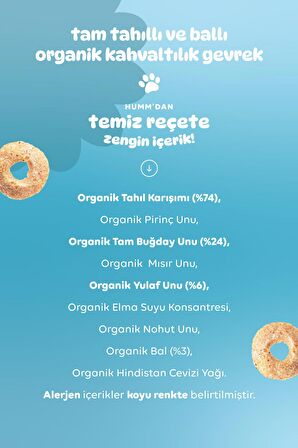 Humm Organic Tam Tahıllı ve Ballı Kahvaltılık Gevrek 80g