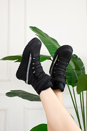 Günlük Kadın Bot Kaymaz Kalın Taban Cırtlı Oval Burun Kürklü Astarlı Rahat Hafif Kar Botu 920