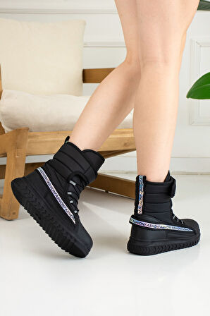 Günlük Kadın Bot Kaymaz Kalın Taban Cırtlı Oval Burun Kürklü Astarlı Rahat Hafif Kar Botu 920