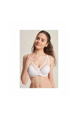 9200 Linda Beyaz Toparlayıcı Soft Tül Cup Sütyen 9200 Beyaz