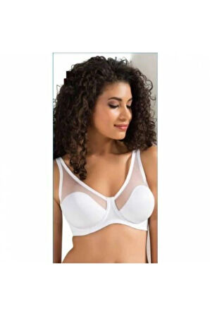 9200 Linda Beyaz Toparlayıcı Soft Tül Cup Sütyen 9200 Beyaz