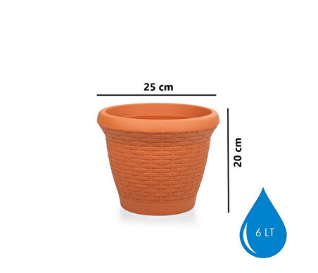 Omnipazar SO-HS02 Plastik Hasır Desenli Dekoratif Saksı 6 Litre No 2