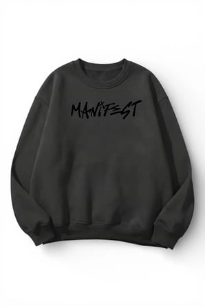 Unisex Yumuşak Dokulu Manifest Baskılı Tasarım Oversize 3 İplik Bisiklet Yaka Sweatshirt