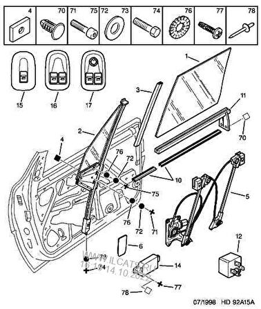 PEUGEOT 306 CABRIO KAPI CAMI SAĞ ORİJİNAL 9202.74