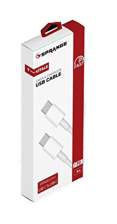 Sprange T-Vitale Type-C To Type-C Şarj Ve Data Kablosu 5 Amper 1 Mt