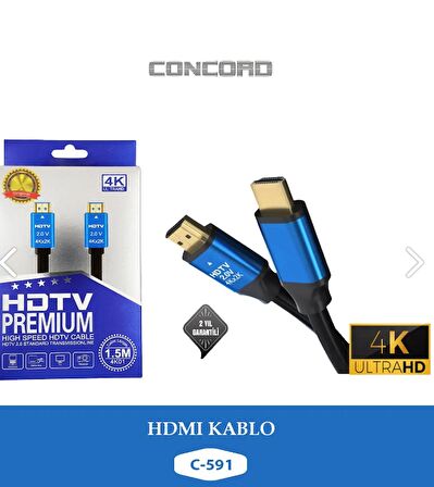 Concord C-591 HDTV Premium Yüksek Hızlı 4K Ultra Hd 1.5mt HDMI Kablo