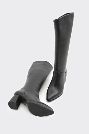 Hakiki Deri Fermuarlı Kadın Çizme