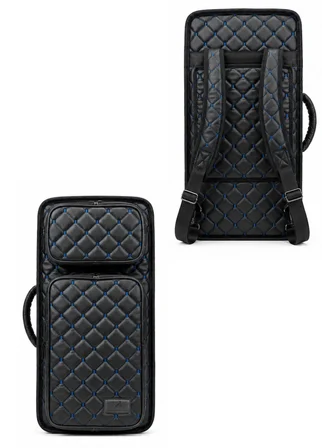 Profesyonel Gigbag (korumalı) 3'lü Kemençe Kılıfı Siyah Mavi Kapitoneli Deri Su Geçirmez