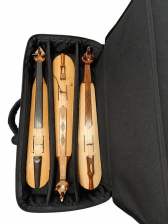 Profesyonel Gigbag (korumalı) 3'lü Kemençe Kılıfı Siyah Mavi Kapitoneli Deri Su Geçirmez