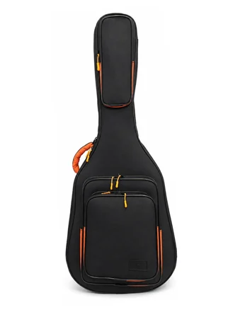 PROFESYONEL GİGBAG KALIN KLASİK GİTAR KILIFI-ÇANTASI - SİYAH - TURUNCU1900 DENYE LÜX KUMAŞ - %100 SU GEÇİRMEZ