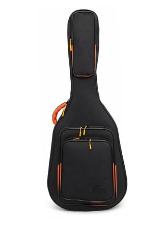 PROFESYONEL GİGBAG KALIN AKUSTİK GİTAR KILIFI-ÇANTASI - SİYAH - TURUNCU1900 DENYE LÜX KUMAŞ - %100 SU GEÇİRMEZ
