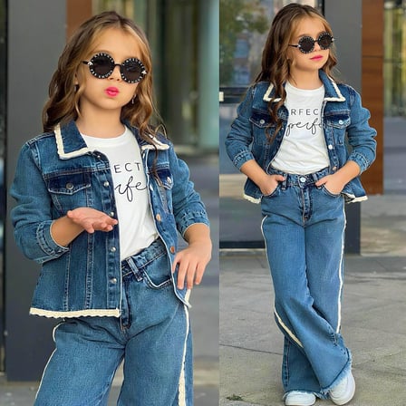 Kız Çocuk Trend Kot Kombin 3’lü Takım – Modern & Rahat 25146