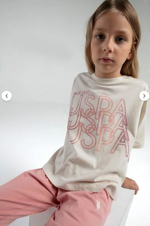 Kız Çocuk Krem Kısa Kol Pijama Takım 2063