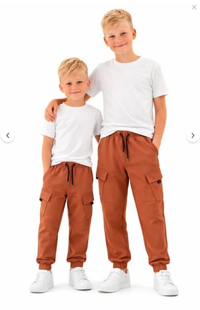 AY KİDS Erkek Çocuk Kargo Cepli Eşofman Altı – Lastik Paça Rahat Jogger Pantolon 6456-
