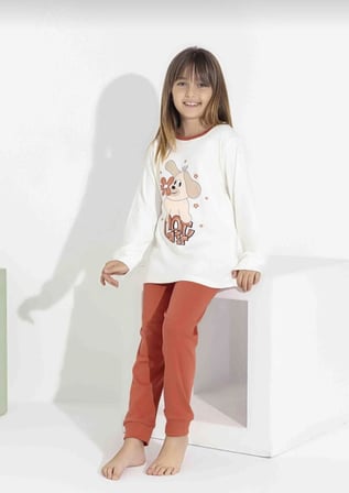 Kız Çocuk Baskılı Uzun Kollu Pijama Takımı – Sevimli Ev Giyimi-8408-