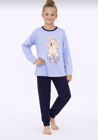 Kız Çocuk Baskılı Uzun Kollu Pijama Takımı – Sevimli Ev Giyimi-8408-