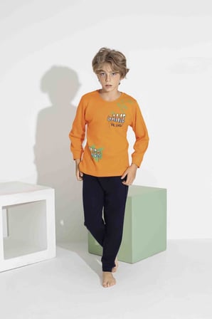 AYKIDS Erkek Çocuk Baskılı Uzun Kollu Pijama Takımı Mevsimlik 74111-Y