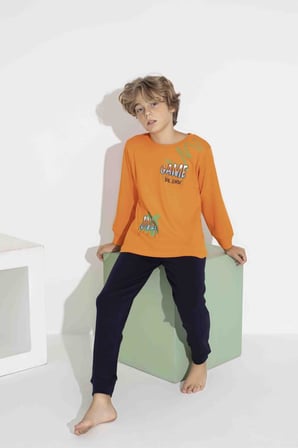 AYKIDS Erkek Çocuk Baskılı Uzun Kollu Pijama Takımı Mevsimlik 74111-Y