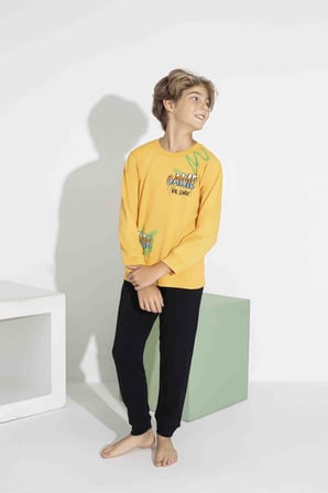AYKIDS Erkek Çocuk Baskılı Uzun Kollu Pijama Takımı Mevsimlik 74111-Y