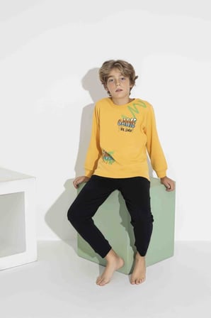 AYKIDS Erkek Çocuk Baskılı Uzun Kollu Pijama Takımı Mevsimlik 74111-Y