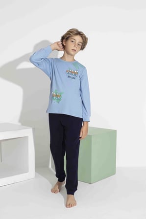 AYKIDS Erkek Çocuk Baskılı Uzun Kollu Pijama Takımı Mevsimlik 74111-Y