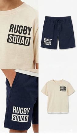 Rugby Squad Baskılı Erkek Çocuk Şortlu Takım 25212-