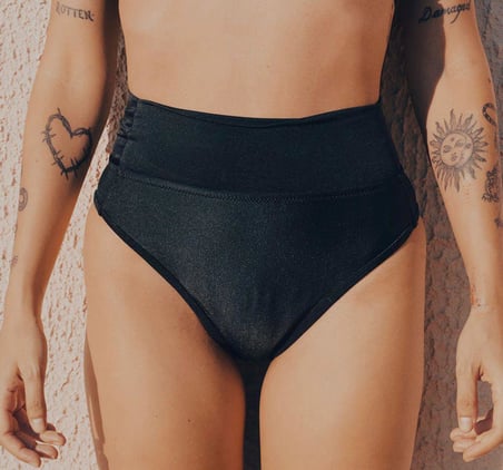 Aykidsclup Regl Dönemine Özel Konforlu Pedkini Mayo Altı Süper Emici Yüksek Bel Bikini Altı Siyah Regl Mayosu 1955