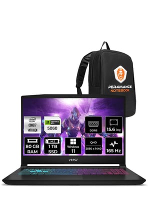 Katana 15 i7 14650HX 80GB 1TB SSD RTX5060/8GB 115W 15.6" QHD 165Hz W11H Gaming Laptop B14WFK