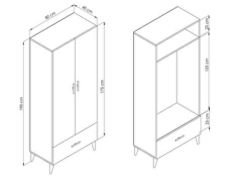 LİNA 2 KAPAKLI GARDIROP - ÖZMEN OFİS