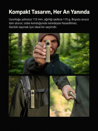 Olight Baton 4 Pro Siyah 1600 Lümen Şarjlı LED El Feneri – 200 m Menzil, USB-C, IPX8